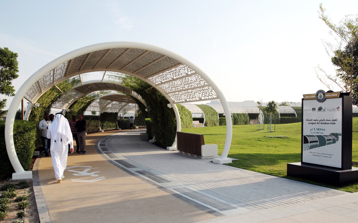 An air conditioned outdoor walking and jogging track at Umm Al Seneem Park. Pic: Salim Matramkot/The Peninsula