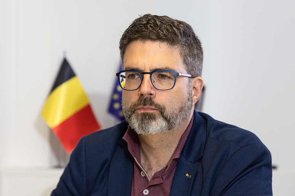 Chairman of the scientific committee on Covid-19, Steven Van Gucht attends a press conference after a meeting of the Risk Management Group concerning visitors from China and the risk of Covid-19 spreading, in Brussels, on January 2, 2023. (Photo by James Arthur Gekiere / Belga / AFP) 