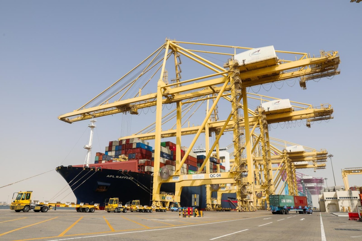 A container terminal at Hamad Port.