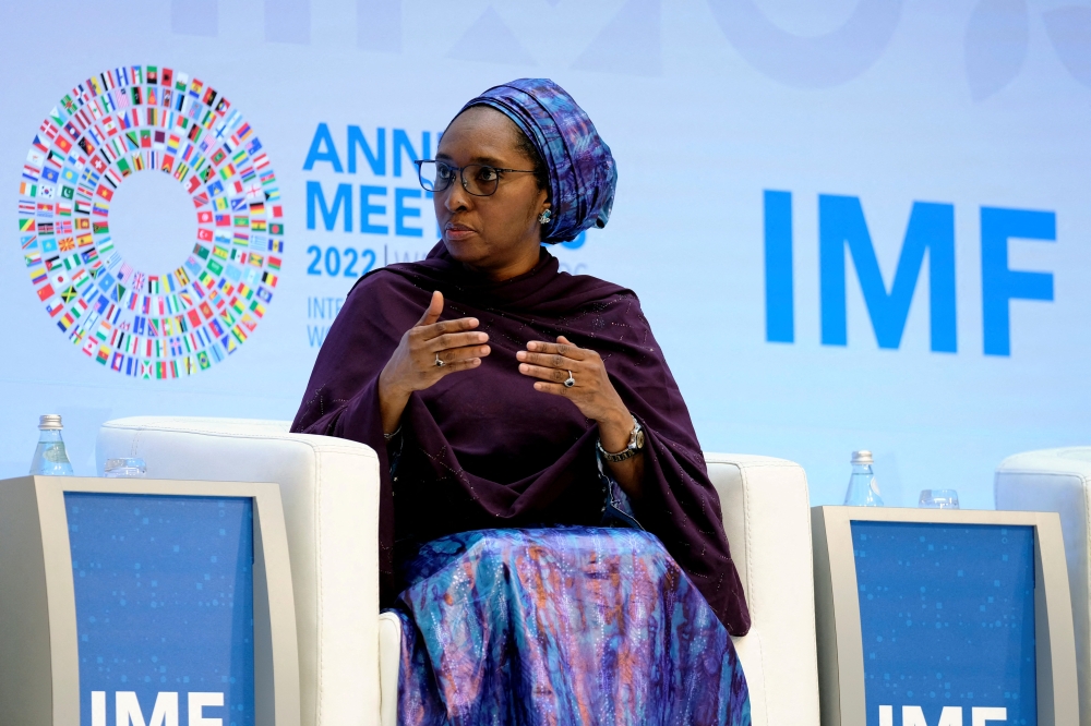 Nigeria's Minister of Finance Zainab Ahmed speaks during a panel discussion at the headquarters of the International Monetary Fund during the Annual Meetings of the IMF and World Bank in Washington on October 13, 2022.  File Photo / Reuters