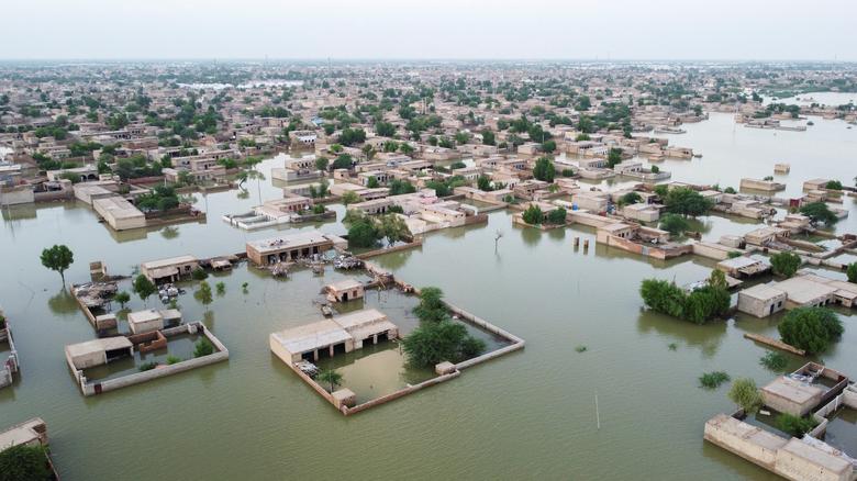 File Photo: A general view of the submerged houses, following rains and floods during the monsoon season in Dera Allah Yar, District Jafferabad, Pakistan, on September 1, 2022. (REUTERS)