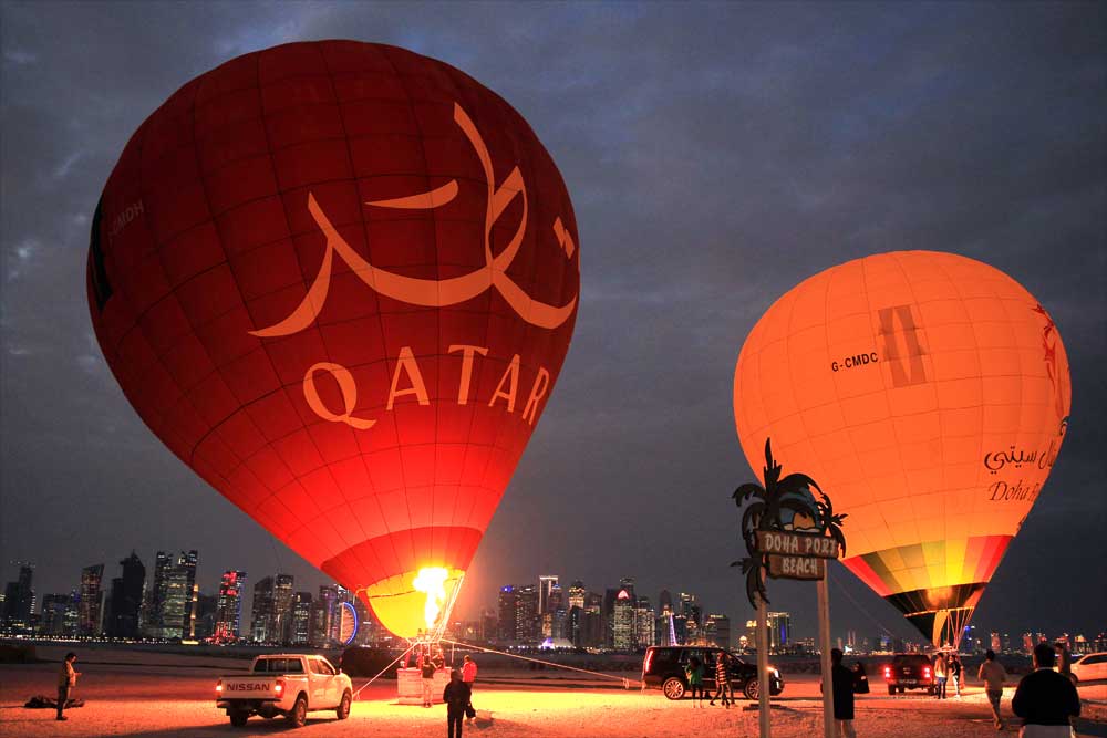 Two hot air balloons were inflated which drew attention to visiting guests at the Port on Monday. Picture by Salim Matramkot/The Peninsula