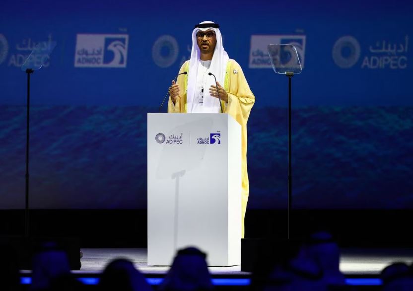 United Arab Emirates' Industry Minister Sultan Ahmed Al Jaber speaks during the Abu Dhabi International Petroleum Exhibition and Conference (ADIPEC) in Abu Dhabi, United Arab Emirates, October 31, 2022. (REUTERS/Amr Alfiky)