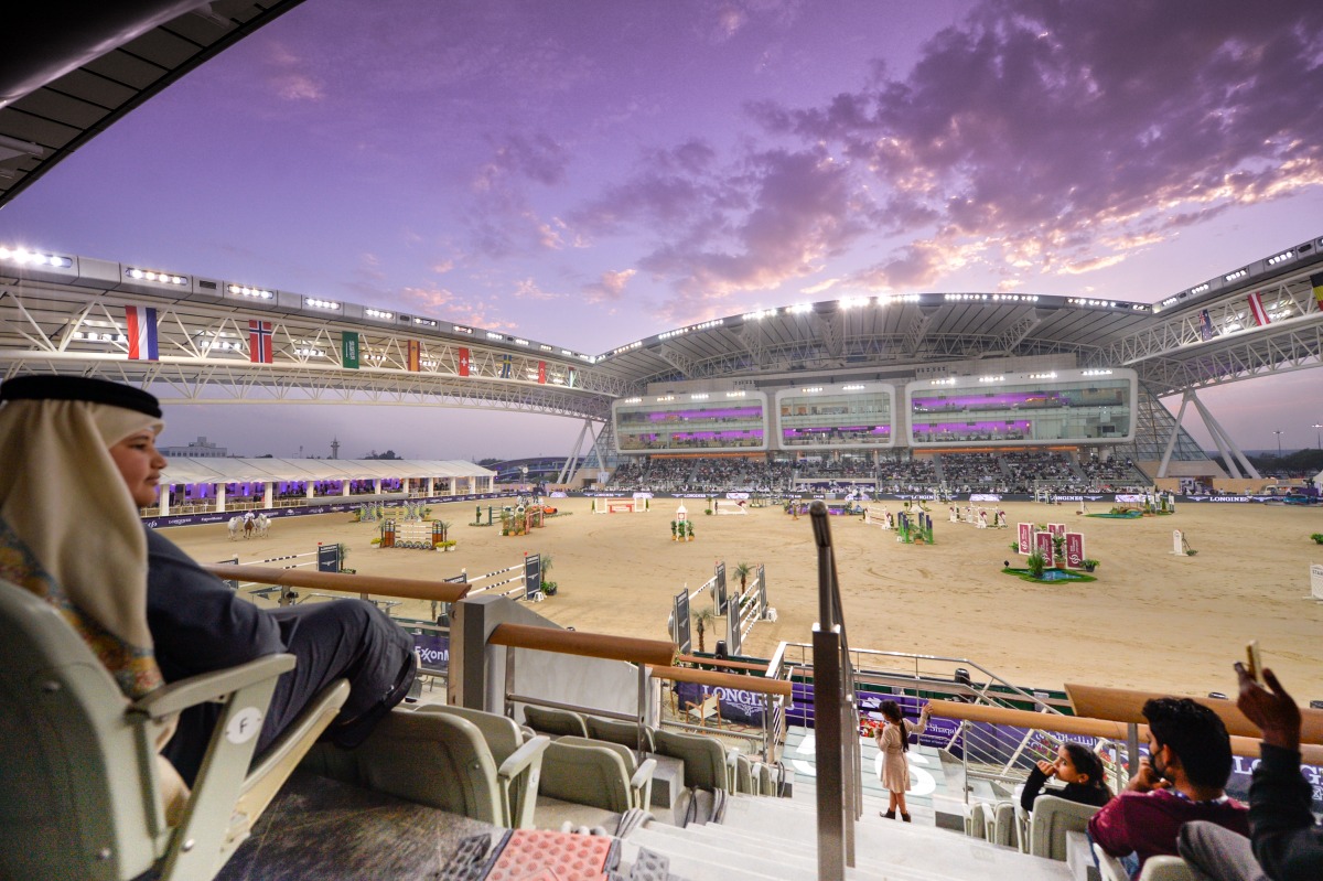 A general view inside the Longines Arena at Al Shaqab. 