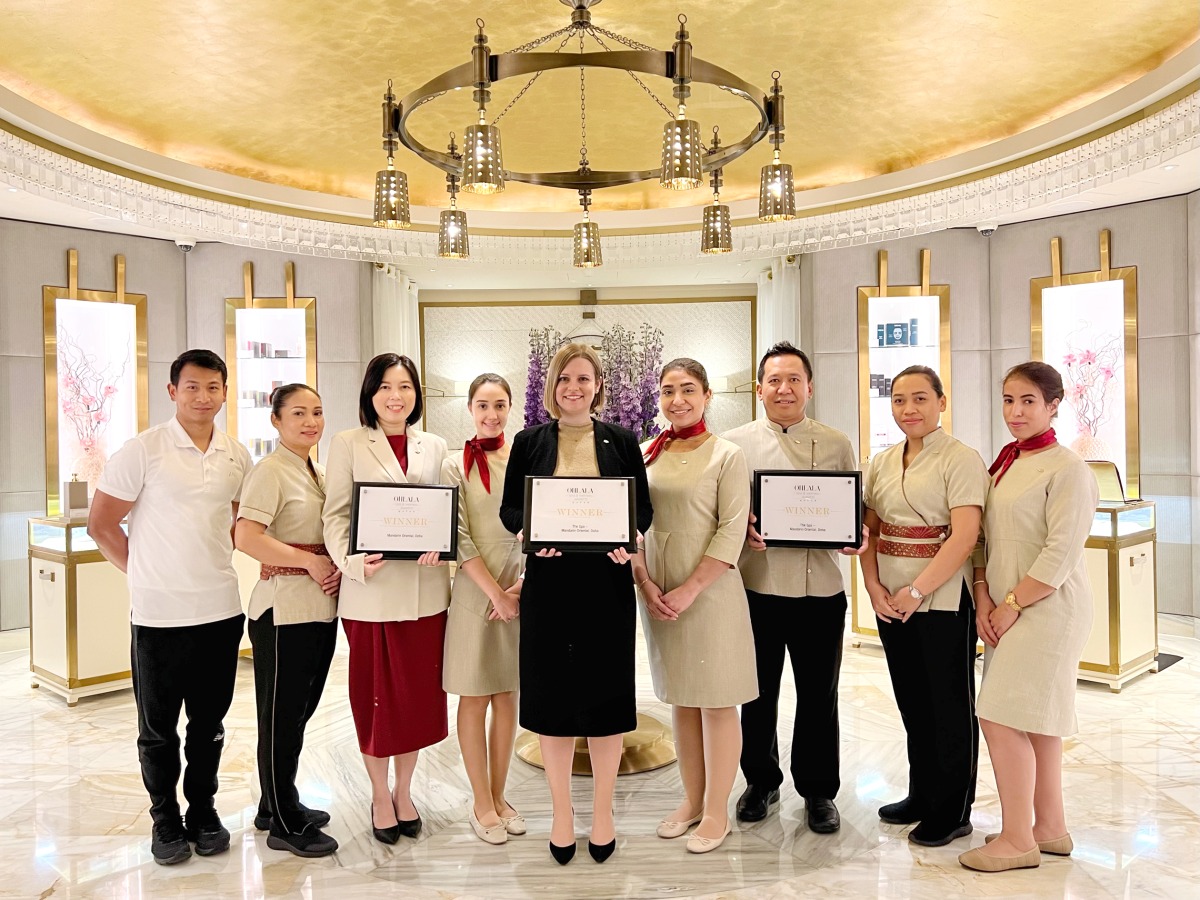 The Spa at Mandarin Oriental, Doha team with the awards.