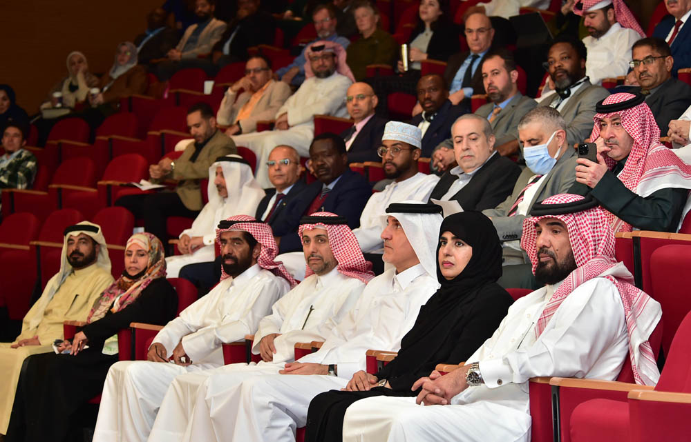 President of Planning and Statistics Authority ​​H E Dr. Saleh bin Mohammad Al Nabit (left) and Qatar University President Dr. Hassan Al Derham (second left) during the event. 