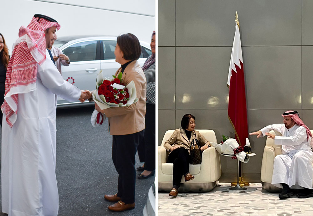 HE Ambassador Lillibeth V. Pono with HE Ambassador Ibrahim Yousif Abdullah Fakhro, Director of the Protocol Department of the Ministry of Foreign Affairs of the State of Qatar, as the latter welcomes Her Excellency to Doha. (Image credit: Philippine Embassy in Qatar)