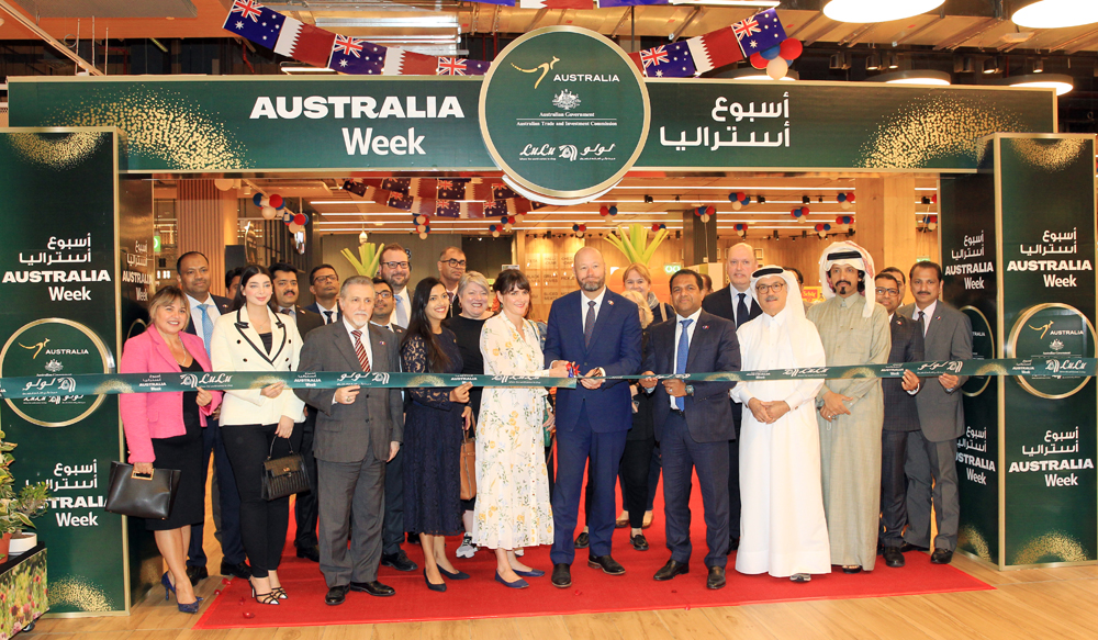 Ambassador of Australia to Qatar H E Jonathan Muir and his wife inaugurating the Australia Week festival at Lulu Hypermarket, Giardino, The Pearl-Qatar, yesterday in the presence of Director of Lulu Group International Dr. Mohamed Althaf and other dignitaries and officials. PICS: Salim Matramkot