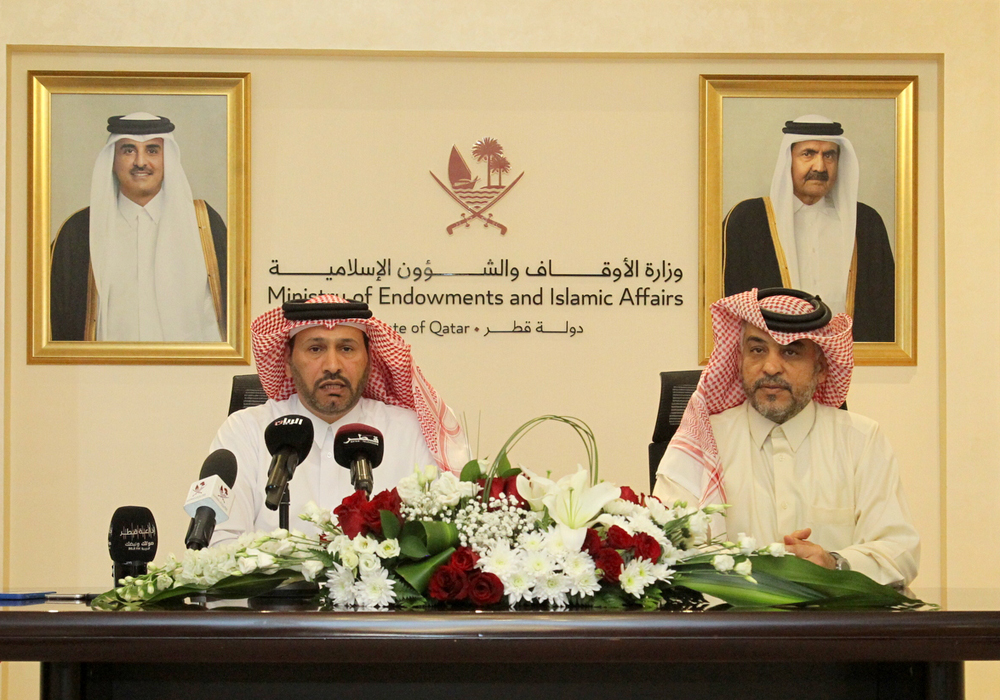 Director of the Department of Haj and Umrah at the Ministry of Awqaf and Islamic Affairs Ali bin Sultan Al Misifri addressing the press conference at the headquarters of the Ministry, yesterday.  PIC: Mohamed Farag