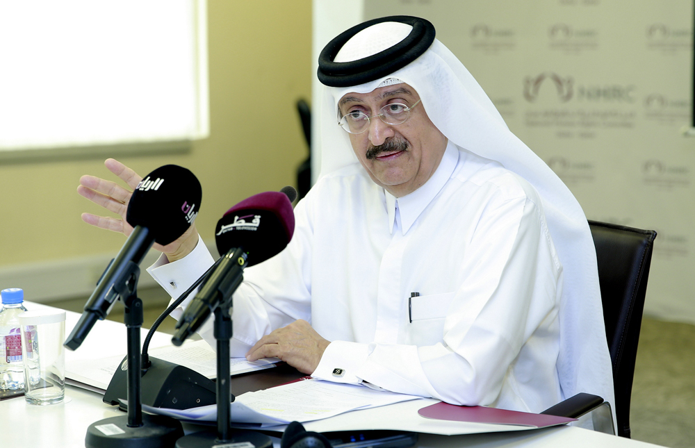 Deputy Chairman of NHRC Dr. Mohammed bin Saif Al Kuwari during a press meet, yesterday. PIC: RAJAN VADAKKEMURIYIL 
