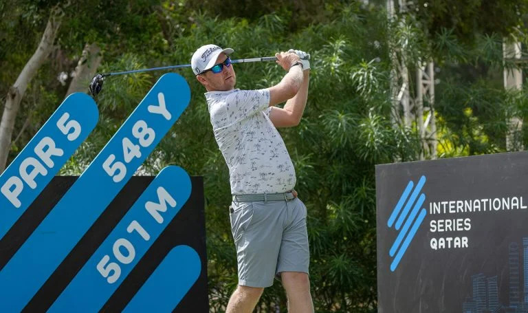 Justin Harding of South Africa during the Pro-am event yesterday at the International Series Qatar at Doha Golf Club. Pic: Ian Walton/Asian Tour.