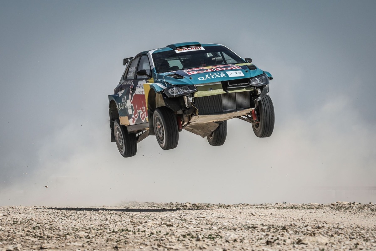 Qatar's Nasser Saleh Al Attiyah in action yesterday.