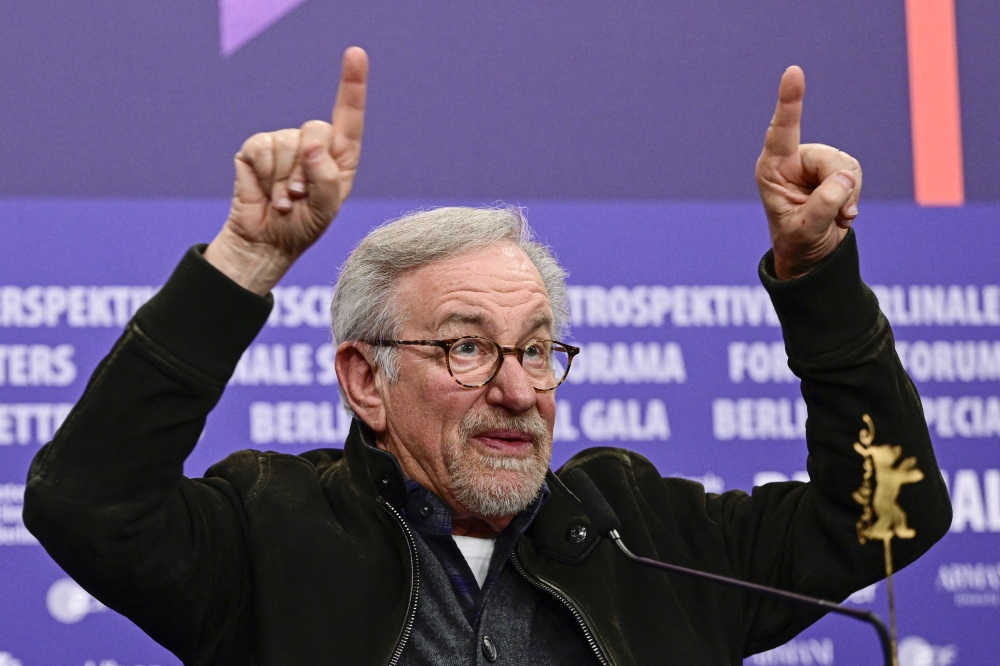 US director, producer and screenwriter Steven Spielberg attends a press conference on the film 'The Fabelmans', presented as 'Homage' at the Berlinale, Europe's first major film festival of the year, on February 21, 2023 in Berlin. (Photo by John MacDougall / AFP)