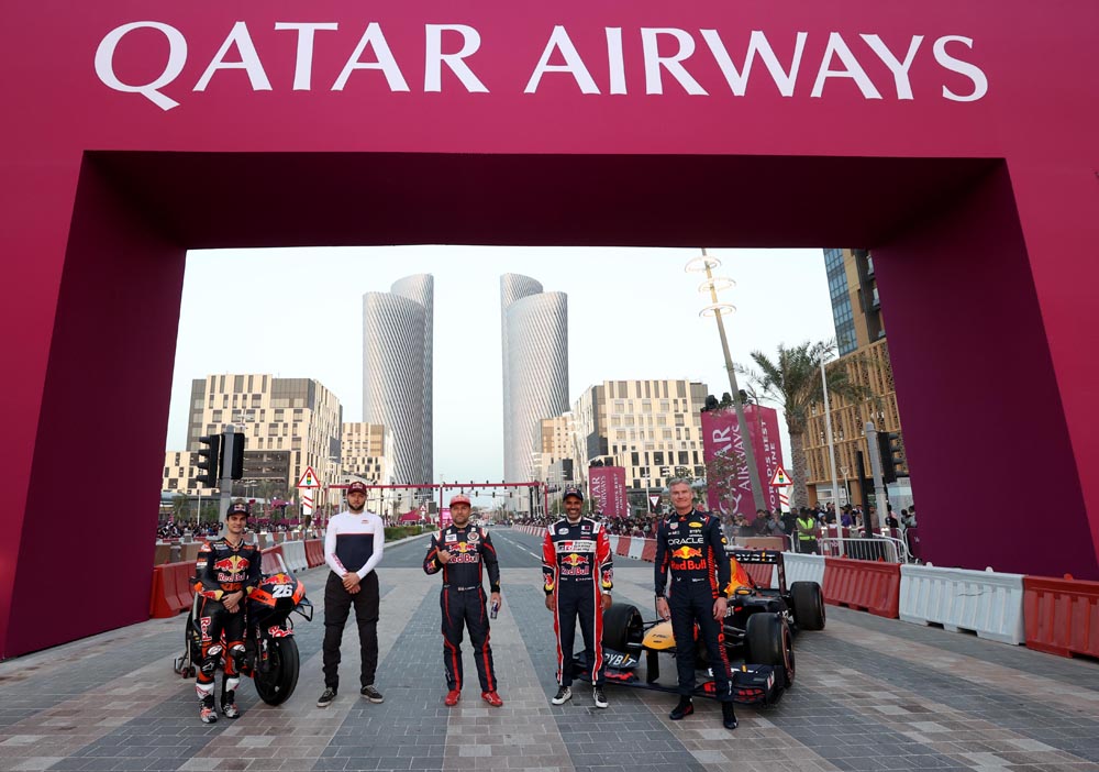 Qatari rally champion Nasser Al Attiyah with other racers during the event.