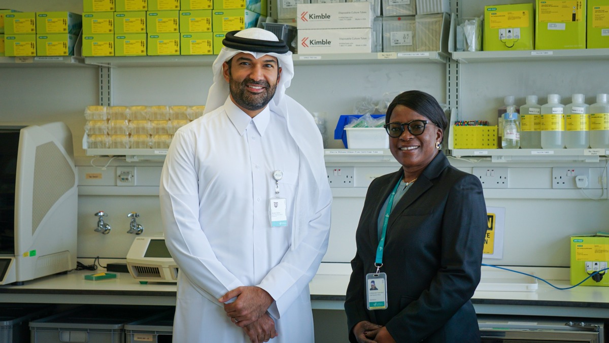 CEO of Sidra Medicine Dr. Iyabo Tinubu-Karch (right) and Chief Research Officer at Sidra Medicine Dr. Khalid Fakhro. 