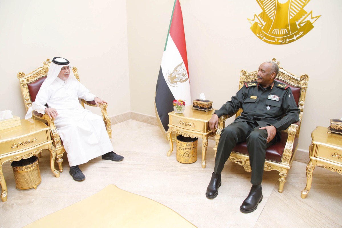 Lieutenant General Abdel Fattah Al Burhan, Chairman of the Sovereignty Council of the Republic of Sudan is being interviewed by Deputy CEO  of Dar Al Sharq Group Jaber Al Harami. 