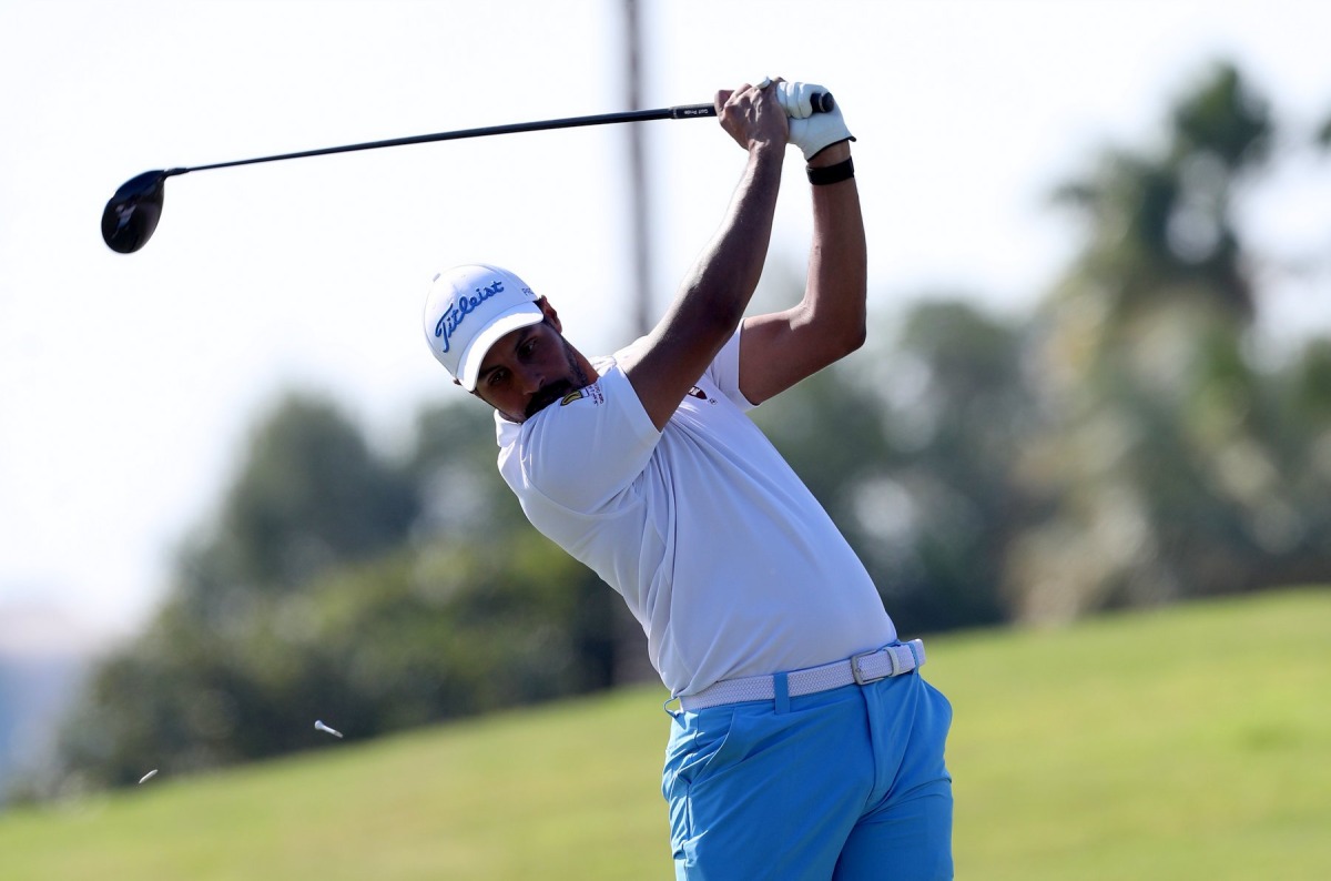 Qatar’s Ali Al Shahrani in action during the second round of 37th Qatar Open Golf Amateur Championship yesterday.  