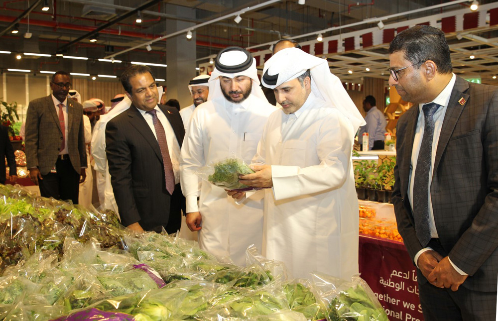 Minister of Municipality H E Dr. Abdullah bin Abdulaziz bin Turki Al Subaie and Director of Lulu Group International Dr. Mohamed Althaf with other officials during the inauguration of ‘Qatari Products Our First Choice’ at the Abu Sidra branch of Lulu Hypermarket, yesterday. Pics: Salim Matramkot/The Peninsula