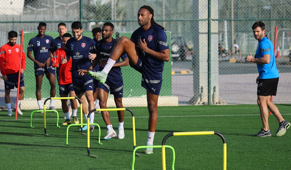 Al Duhail players during a training session ahead of match against Al Kharaitiyat.