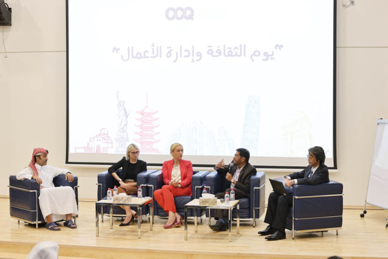 Panellists during the ‘Culture and Business Day’ forum organised by Community College of Qatar, yesterday.