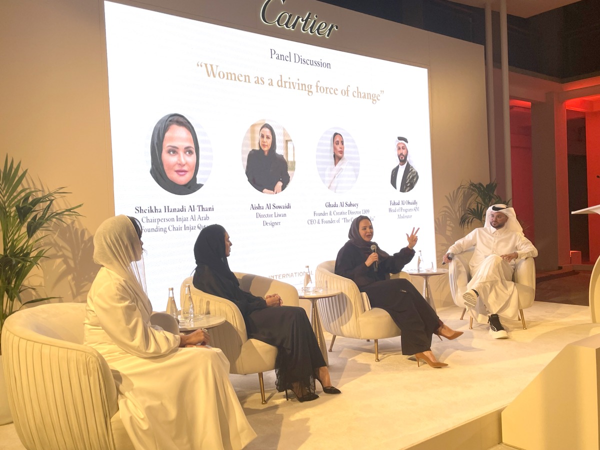 Participants during a panel discussion at the Cartier VIP event to mark International Women’s Day 2023.