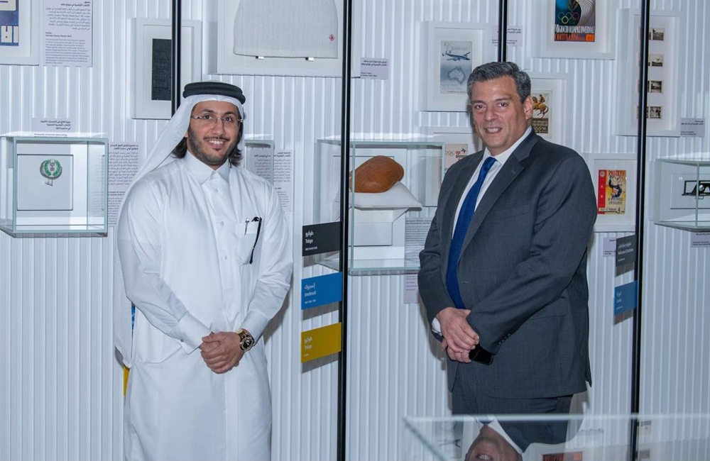 Qatar Boxing Federation President Sheikh Fahad bin Khaled Al Thani with WBC President Mauricio Sulaiman during the latter's visit to the 3-2-1 Sports Museum.