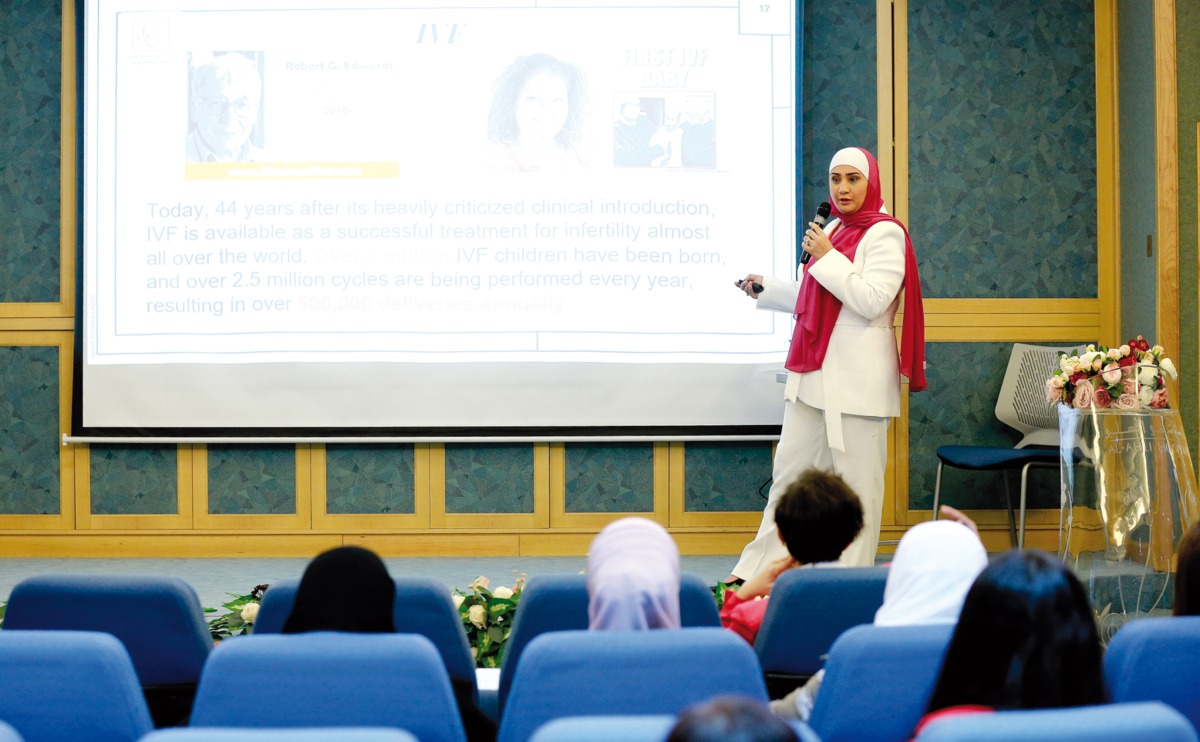 Dr. Maysa Khadra during her lecture on infertility and IVF. Pic: Rajan Vadakkemuriyil