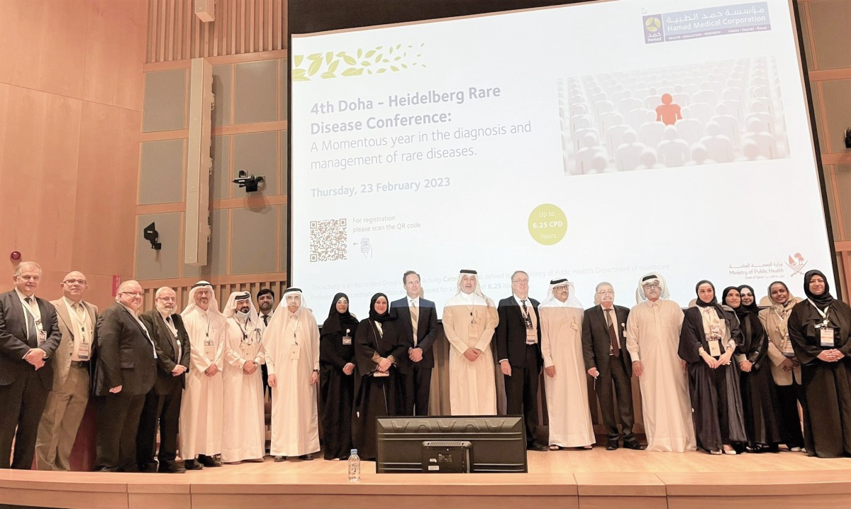 Delegates and officials at the Doha–Heidelberg research conference on Rare Diseases.  