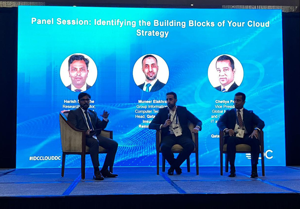 Panellists at a session during the ‘IDC Cloud & Datacenter Roadshow’ held at at the Grand Hyatt Doha Hotel & Villas.