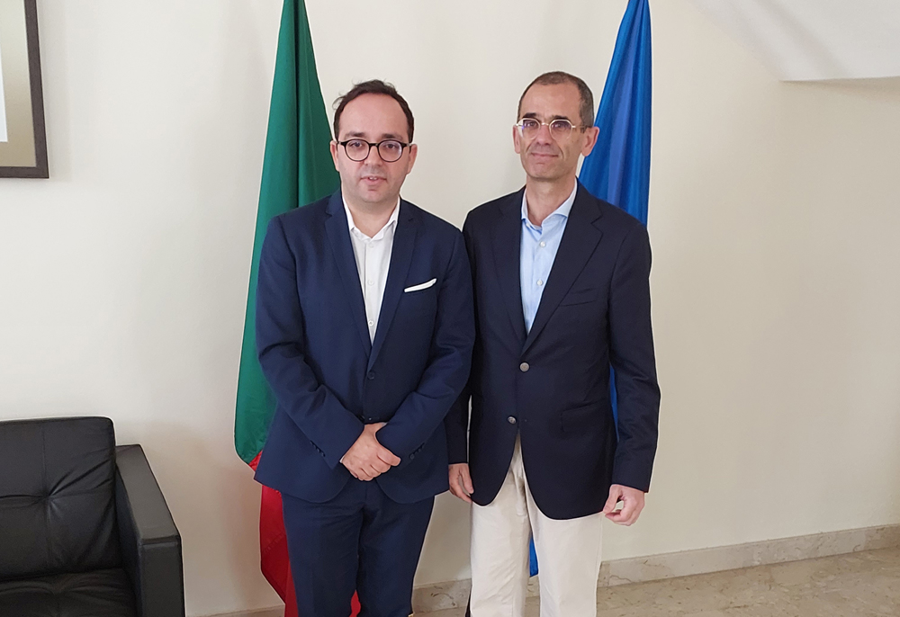 Portugal Ambassador Paulo Neves Pocinho (Right) and Portuguese Business Council Chairman Francisco Miguel C.C. de Sousa at the community celebration at the Portugal Embassy, Qatar.