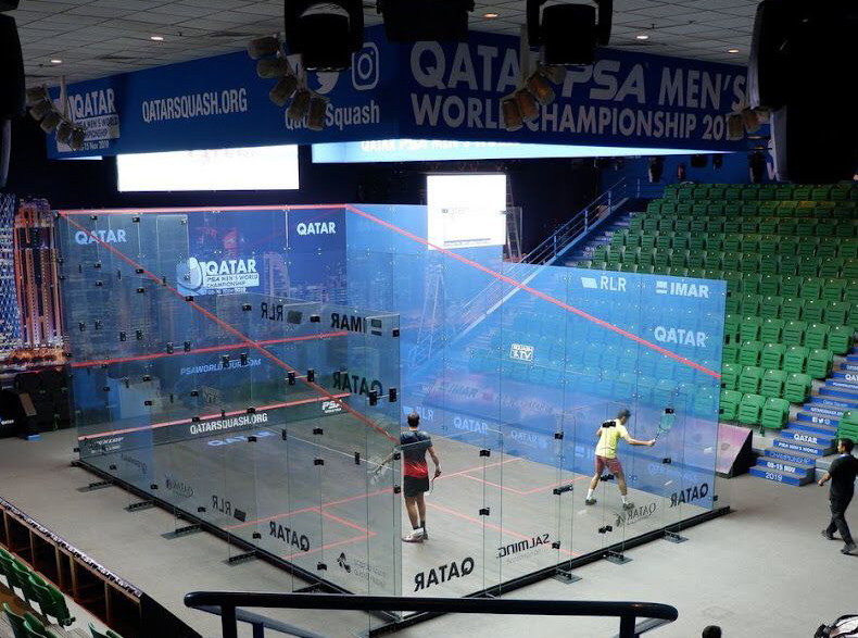 Action during the Qatar Junior Open Squash Championship.