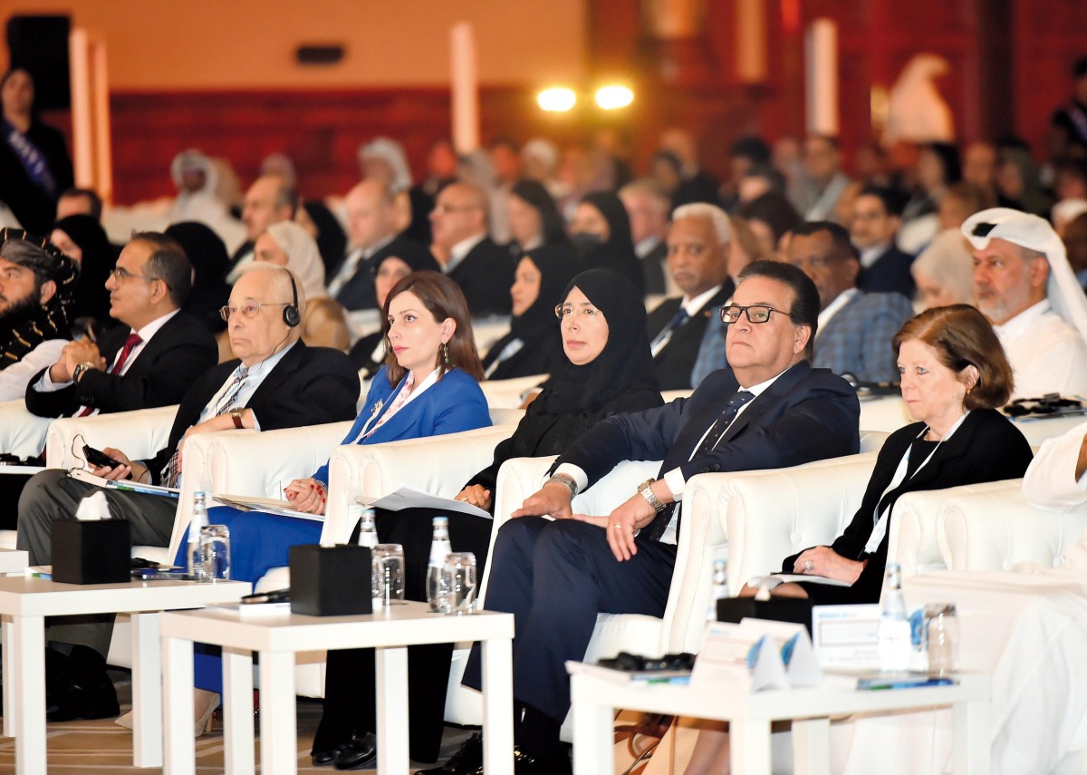 Minister of Public Health H E Dr. Hanan Mohamed Al Kuwari (third right) attending the opening ceremony of the Middle East Forum on Quality and Safety in Healthcare. PIC: Abdul Basit