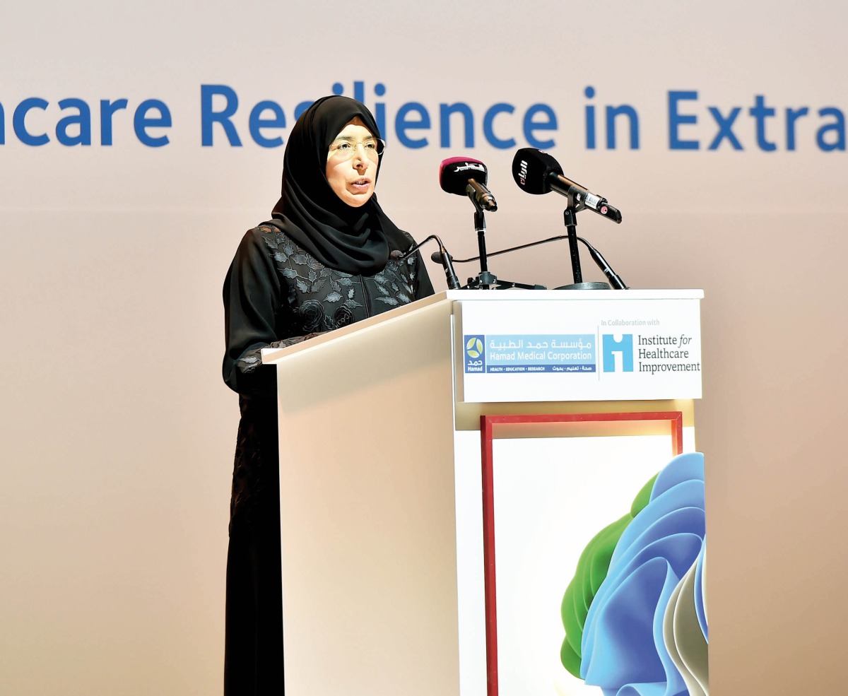 Minister of Public Health H E Dr. Hanan Mohamed Al Kuwari speaking during the opening of Middle East Forum on Quality and Safety in Healthcare. Pic: Abdul Basit