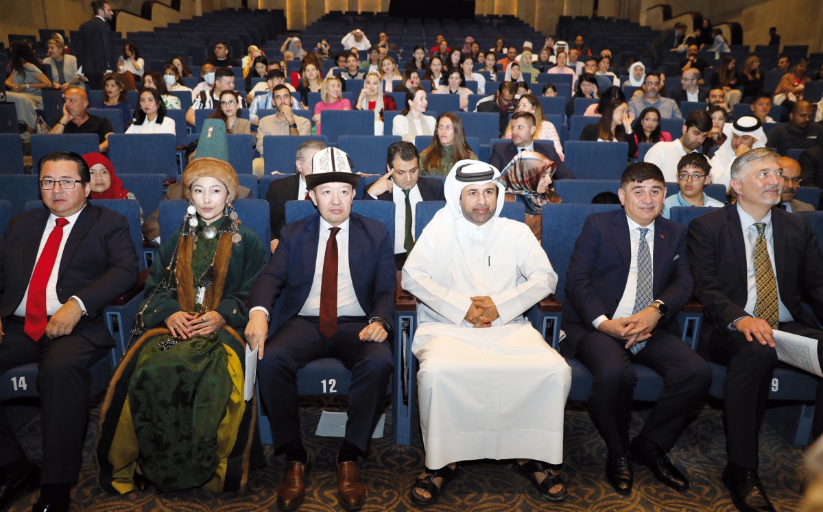 Katara General Manager, Prof. Dr. Khalid bin Ibrahim Al Sulaiti (third right); Ambassador of Kyrgyzstan, H E Chyngyz Eshimbekov (third left); Ambassador of Kazakhstan, H E Arman Issagaliyev (first left); Turkish Ambassador, H E Dr. Mustafa Goksu (second right); and others at the event. PIC: Salim Matramkot/The Peninsula