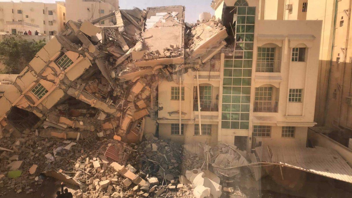 Picture of the collapsed building shared a resident 