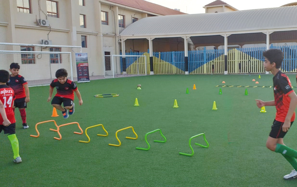 Young players train at Agbizz Sports Academy. 