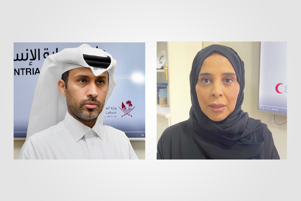 (L) Assistant Secretary of National Committee to Combat Human Trafficking, Nayef Musabeh Al Shammari, Noura Al Fadala, Head of Community Development Section at Voluntary Sector and Local Development at the QRCS.  PICS: Abdul Basit