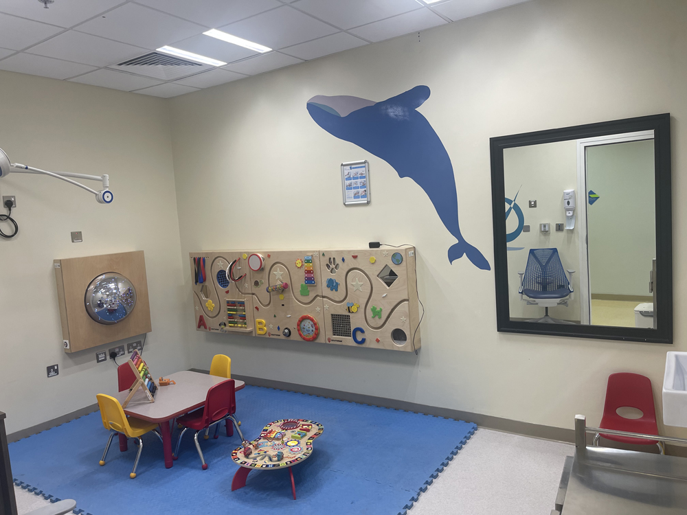 A sensory friendly room at a health centre. 