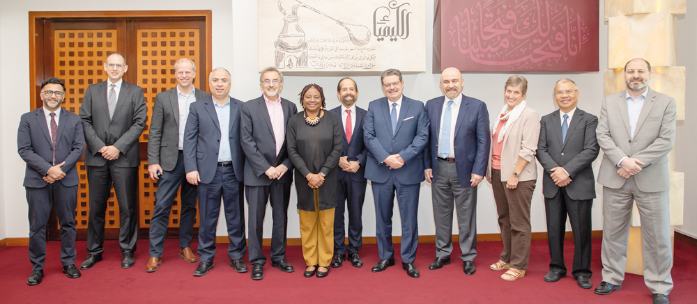 Secretary General of the Gas Exporting Countries Forum, Mohamed Hamel; and Dean of Texas A&M at Qatar, Dr. César O. Malavé with Texas A&M at Qatar staff, following the interactive session.