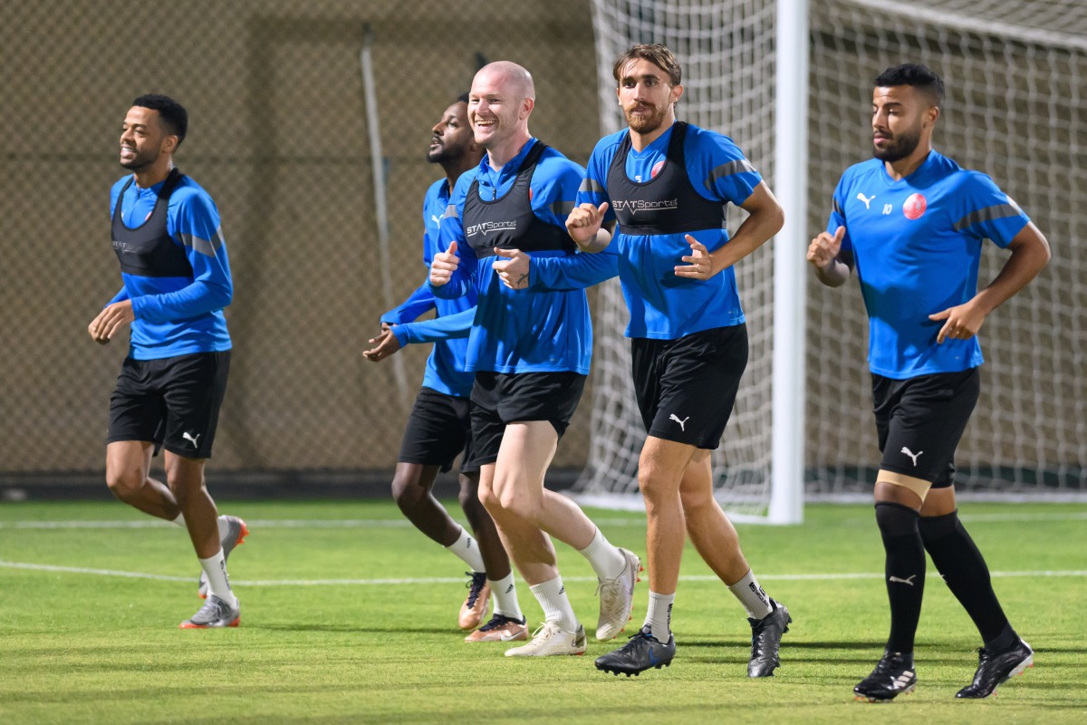 Al Arabi players during a training session ahead of the quarter-final. 