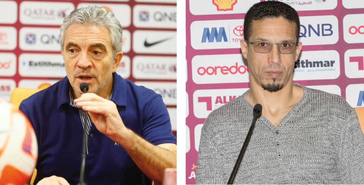 Al Sadd coach Juan Manuel Lillo (left) and Umm Salal coach Talal El Karkouri during separate press conferences ahead of the Amir Cup quarter-final between their teams to be played tonight. 