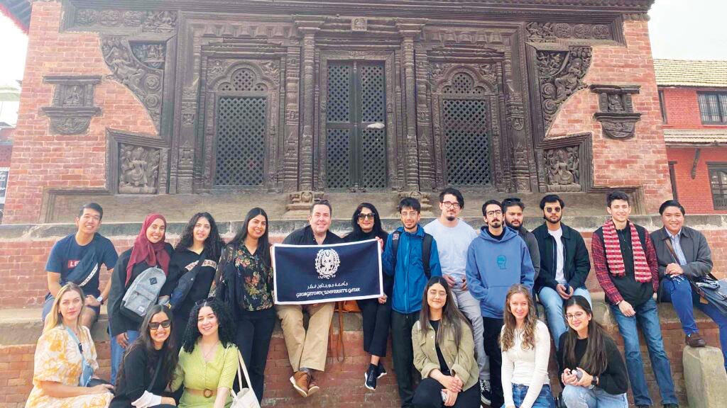 Georgetown University students during the trip to Nepal.