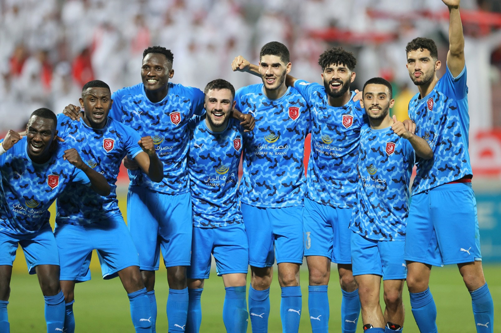 Al Duhail players celebrate their win over Al Rayyan in this April 18, 2023 file photo.  