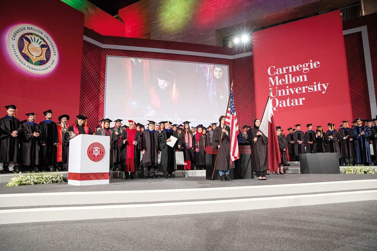 The graduating students during the graduation cremony.