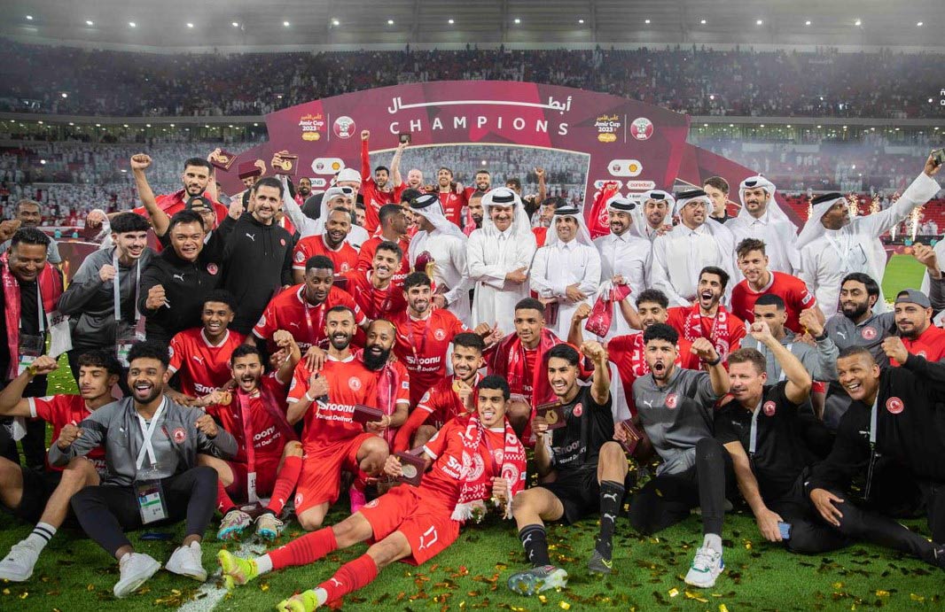 Al Arabi are the champions of the 51st Amir Cup at Ahmad Bin Ali Stadium on May 12, 2023. (Photo: QNA)