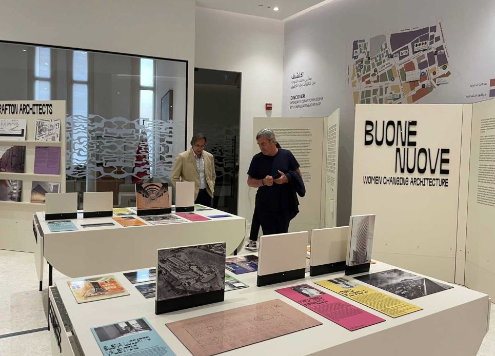 A view of the 'Buone Nuove (Good News). Women Changing Architecture' exhibition at Msheireb Design Centre.