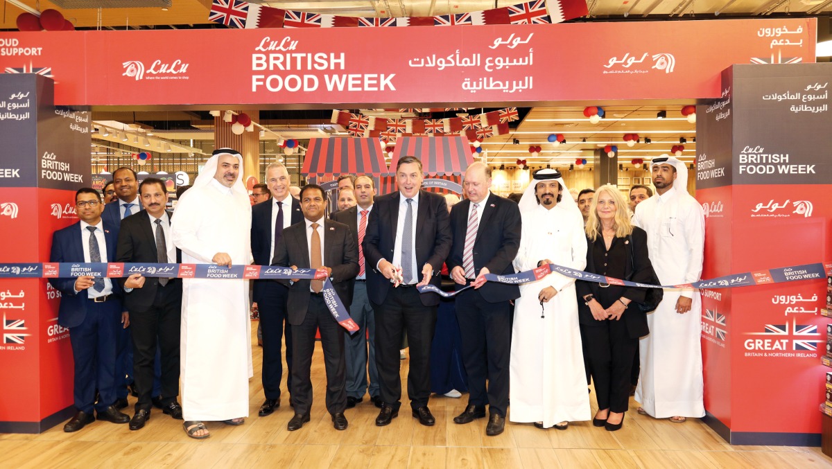 British Ambassador H E Jonathan Wilks CMG, Director of Lulu Group International Dr. Mohamed Althaf and others during the opening of British Food Week at Lulu Mall, Giardino, The Pearl-Qatar. Pic: Salim Matramkot/The Peninsula