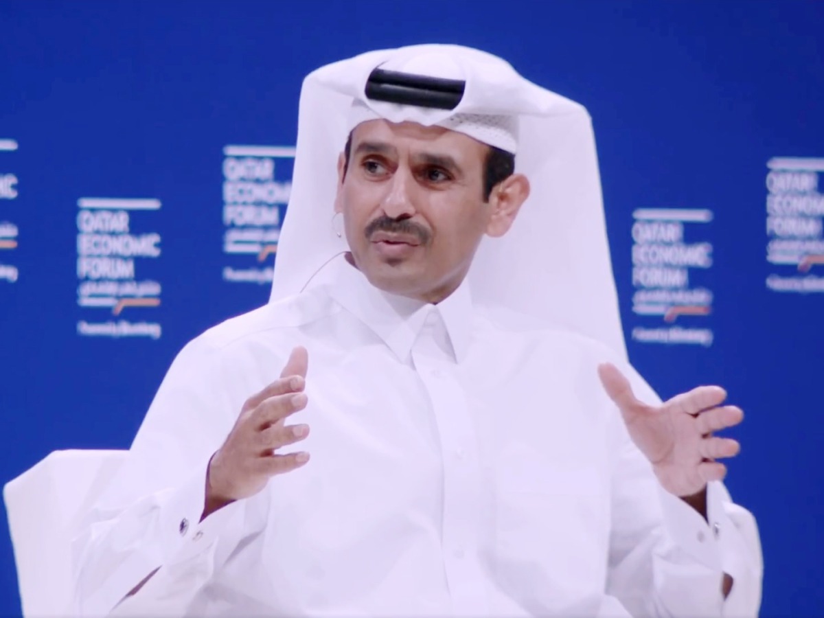 Minister of State for Energy Affairs, President and CEO of QatarEnergy, H E Eng. Saad bin Sherida Al Kaabi speaking during the forum, yesterday.