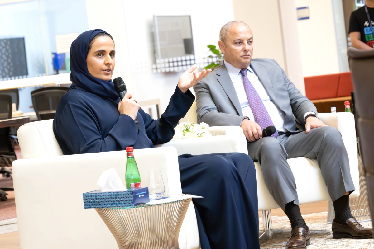 Chairperson of Qatar Museums, H E Sheikha Al Mayassa bint Hamad bin Khalifa Al Thani, and GU-Q Dean Safwan Masri at the session. 