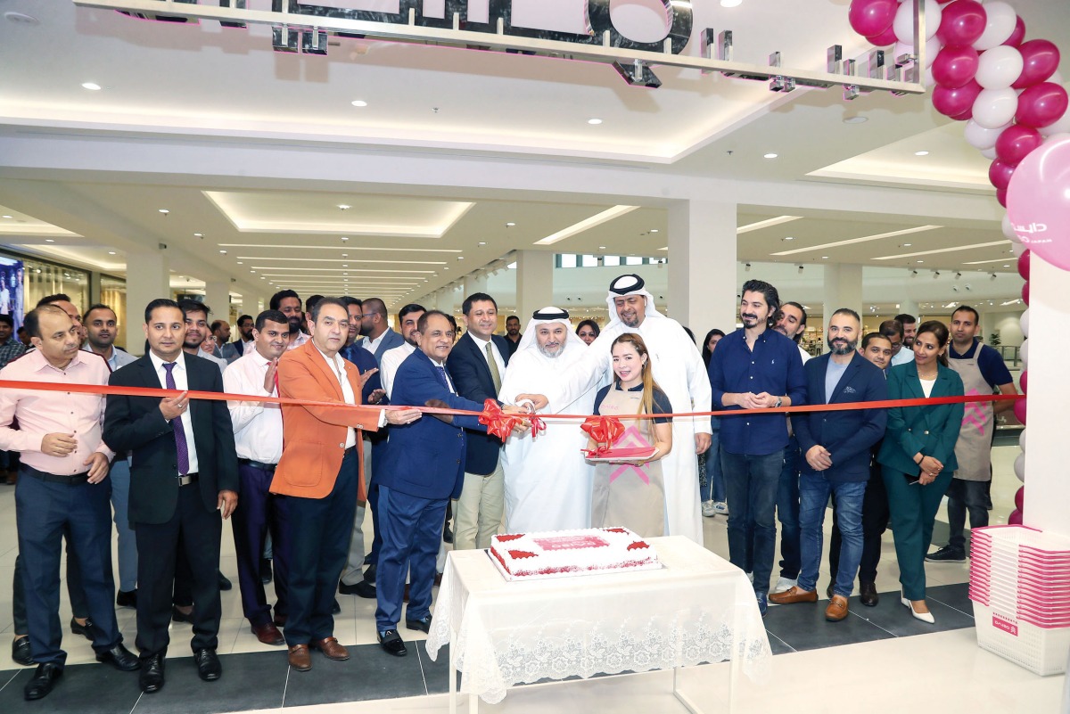 Harun Kadri, Leasing and Mall Manager; Ramesh Bulchandani, General Manager, LTC International Qatar (Daiso); and other officials and guests at the opening of 11th branch of Daiso Japan at Abu Sidra Mall.